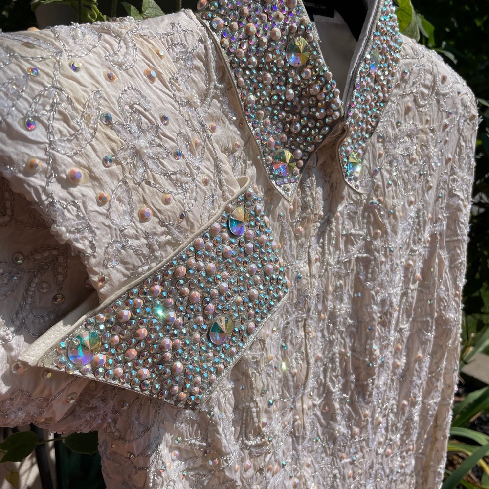 Embellished Cream Silver Western Show Jacket